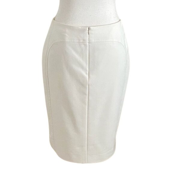 AKRIS PUNTO IVORY WHITE COTTON BLEND MID-RISE STRETCH PENCIL SKIRT - 4 - Picture 5 of 10